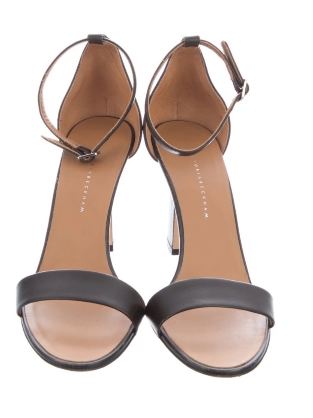 Victoria Beckham Black Leather Ankle-Strap Sandals